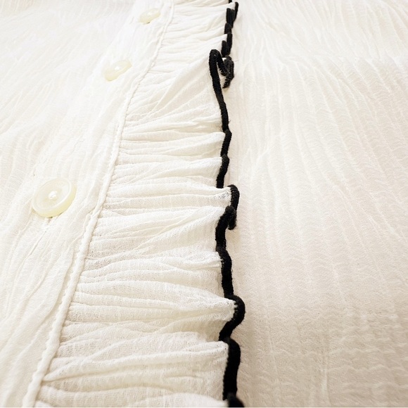 Tory Burch Deneuve Ruffle-Trim Dress Size 2 New Ivory Plissé" Fabric Ruffle EUC - Picture 5 of 10